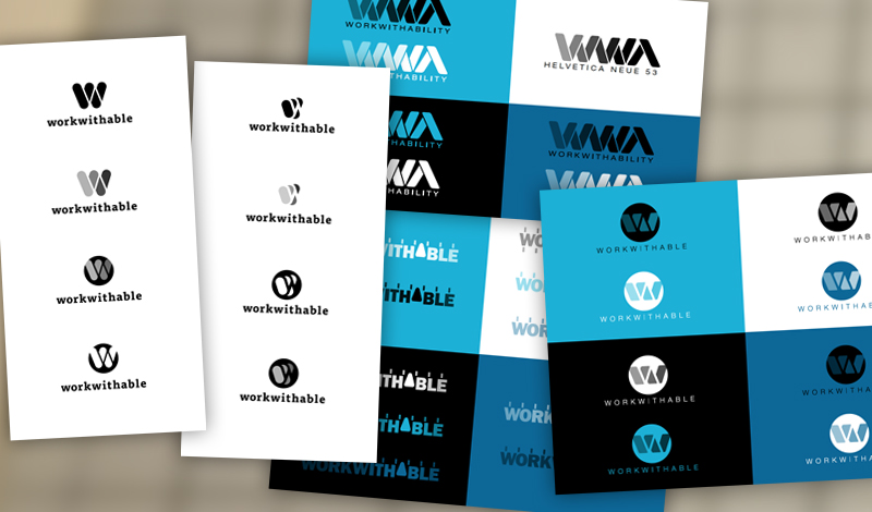 Initial high fidelity sketches of the Workwithable logo creation process