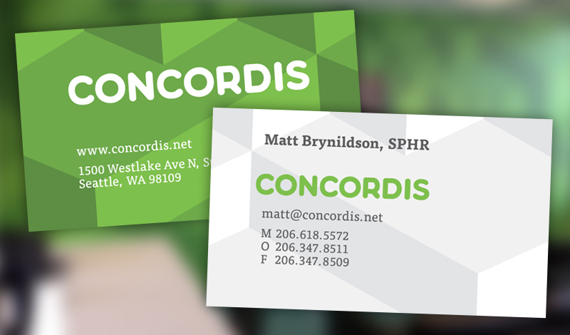 Pictures of Concordis business cards